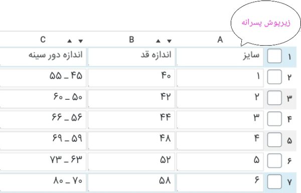 زیرپوش بچگانه نخی