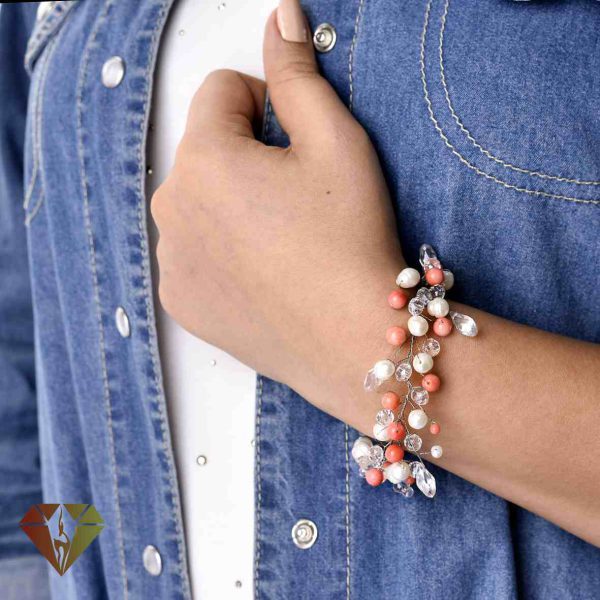 دستبند مرجان و مروارید طرح سیما