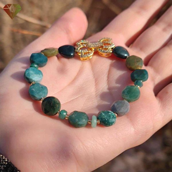 دستبند زنانه زمرد و عقیق