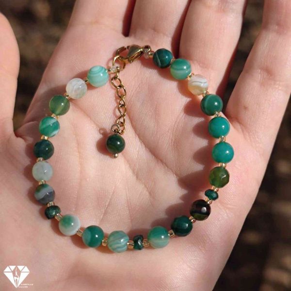 دستبند زنانه زمرد و عقیق