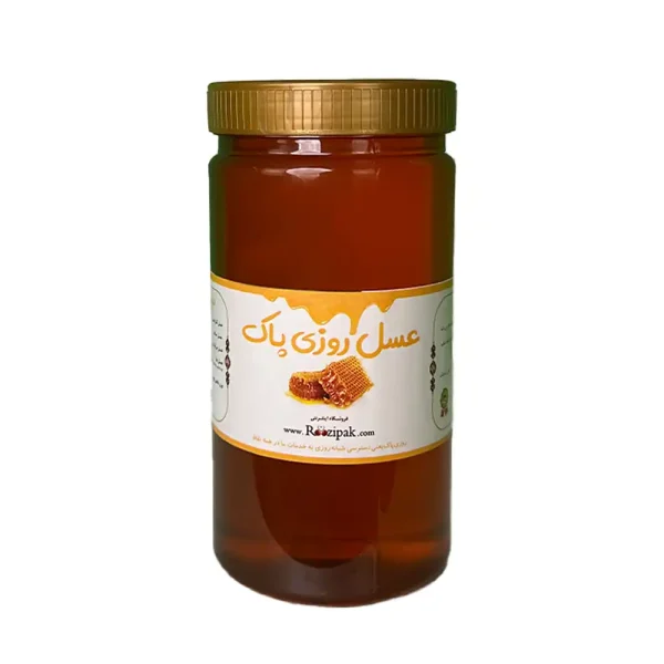 عسل چهل گیاه روزی پاک وزن یک و نیم کیلو گرم درمانی و طبیعی